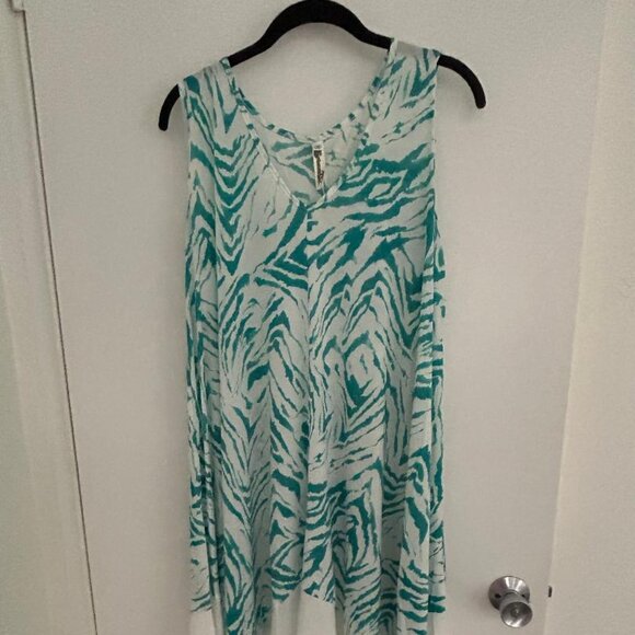 Sleeveless Kerchief Dress - XL Green and White, Very Beautiful New  j1 - Picture 1 of 3
